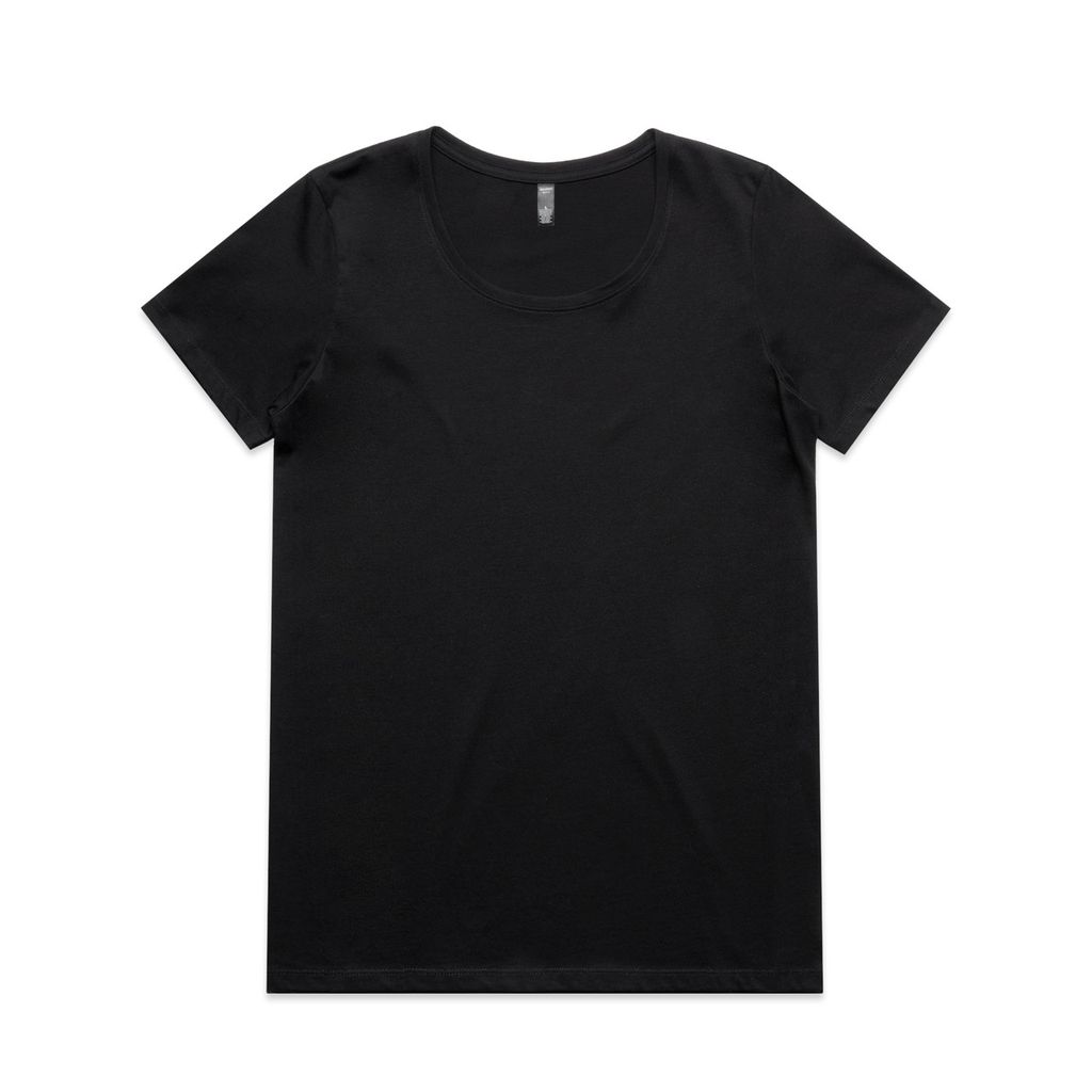 [4019-BLACK-F-XS] Wo's Maple Scoop Tee - 4019 (XS, Black)