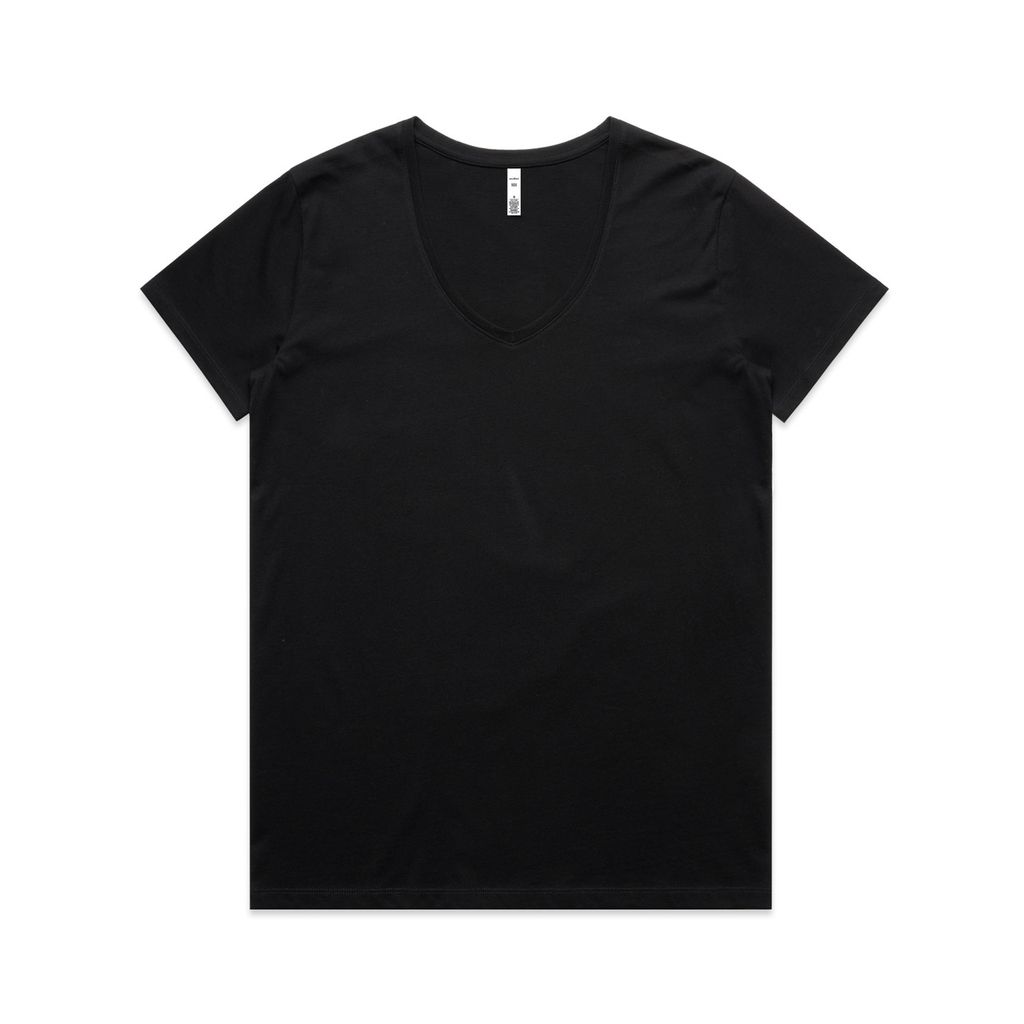 [4023-BLACK-F-XS] Wo's Maple V Neck Tee - 4023 (XS, Black)