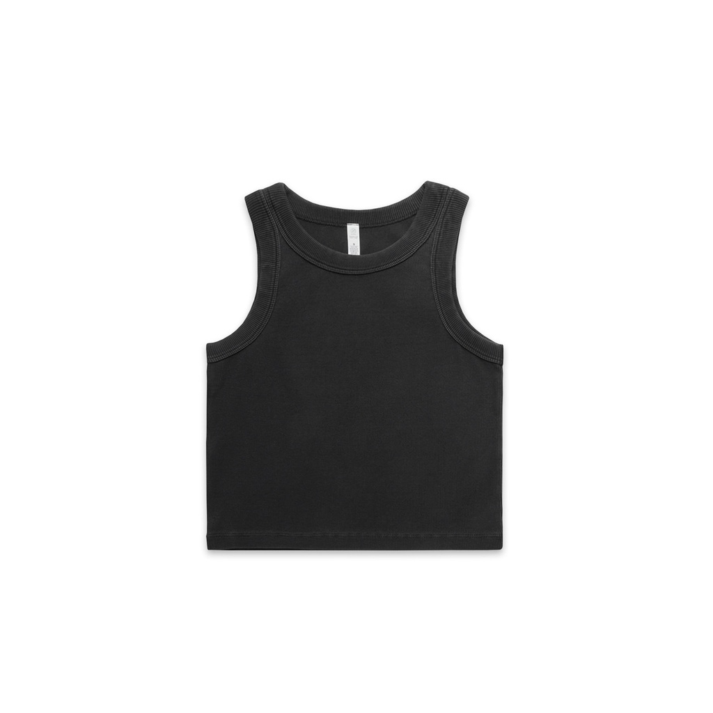 [4035-F_BLK-F-XS] Wo's Faded Organic Rib Crop Tank - 4035 (XS, Faded Black)
