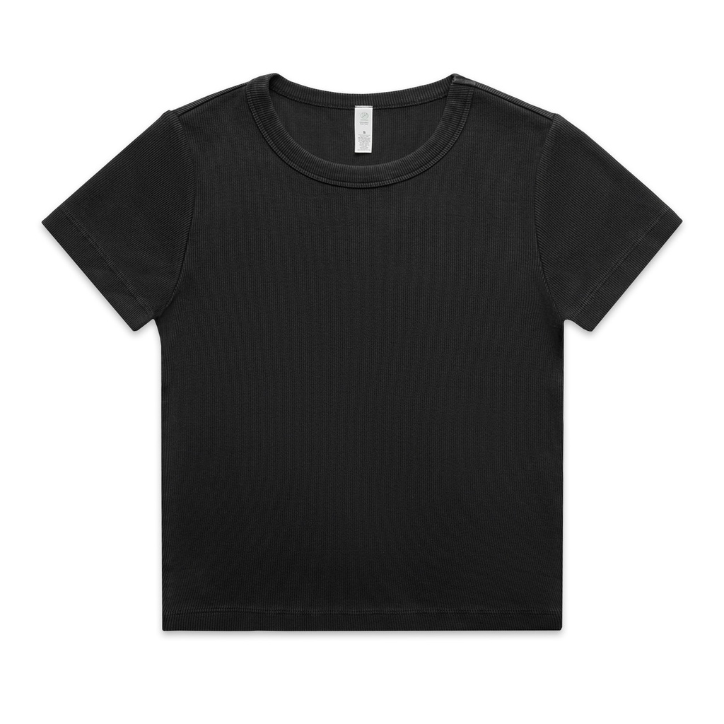 [4036-F_BLK-F-XS] Wo's Faded Organic Rib Tee - 4036 (XS, Faded Black)