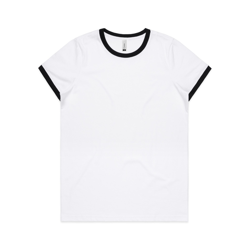 [4053-WHI_B-F-XS] Wo's Maple Ringer Tee - 4053 (XS, White/Black)