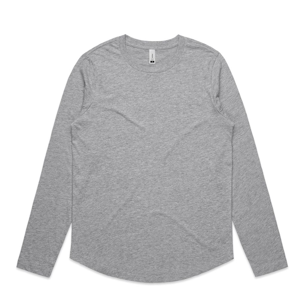 [4055-GRE_M-F-XS] Wo's Curve L/S Tee - 4055 (XS, Grey Marle)
