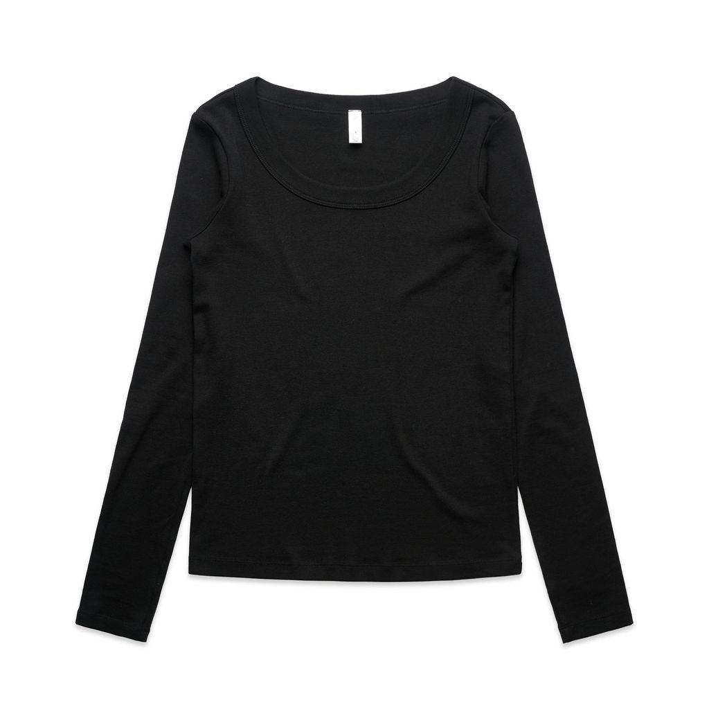 [4075-BLACK-F-XS] Wo's Organic Baby Rib L/S Tee - 4075 (XS, Black)