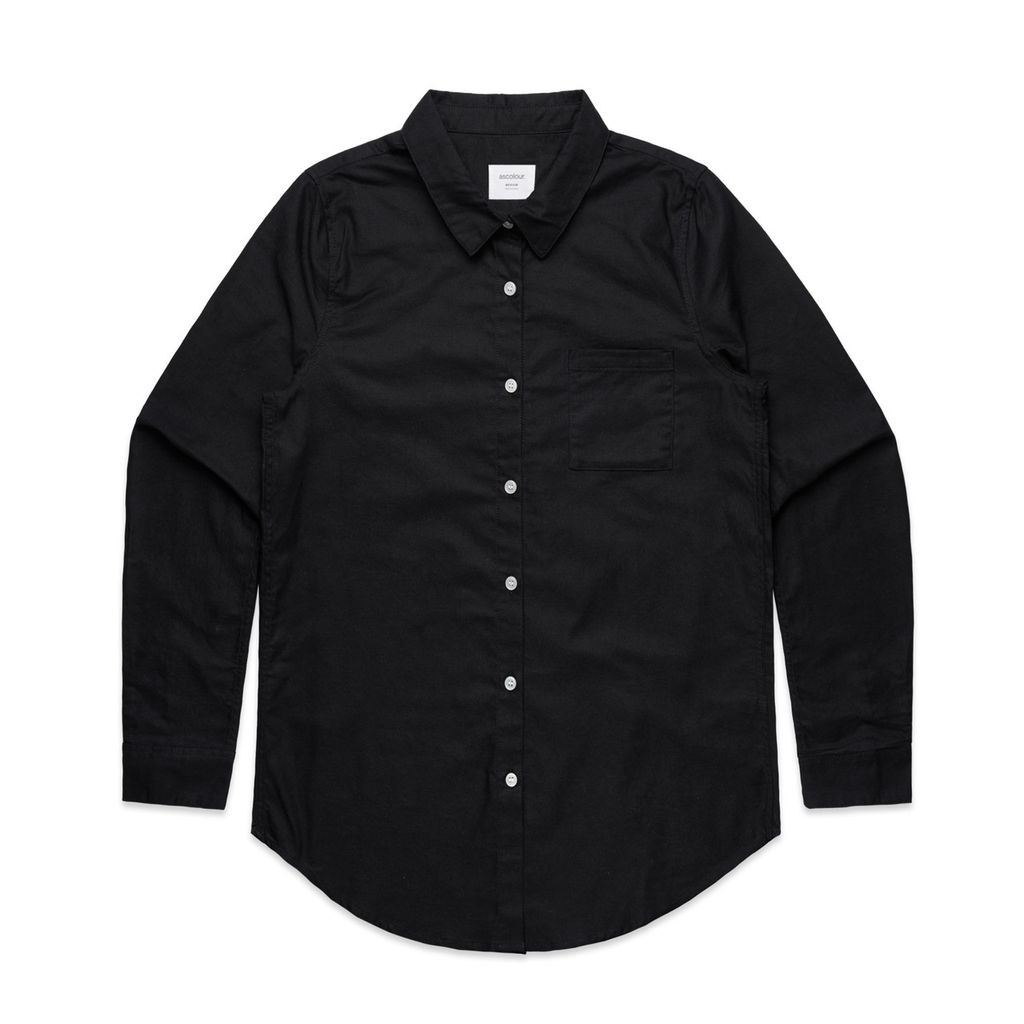 [4401-BLACK-F-XS] Wo's Oxford Shirt - 4401 (XS, Black)