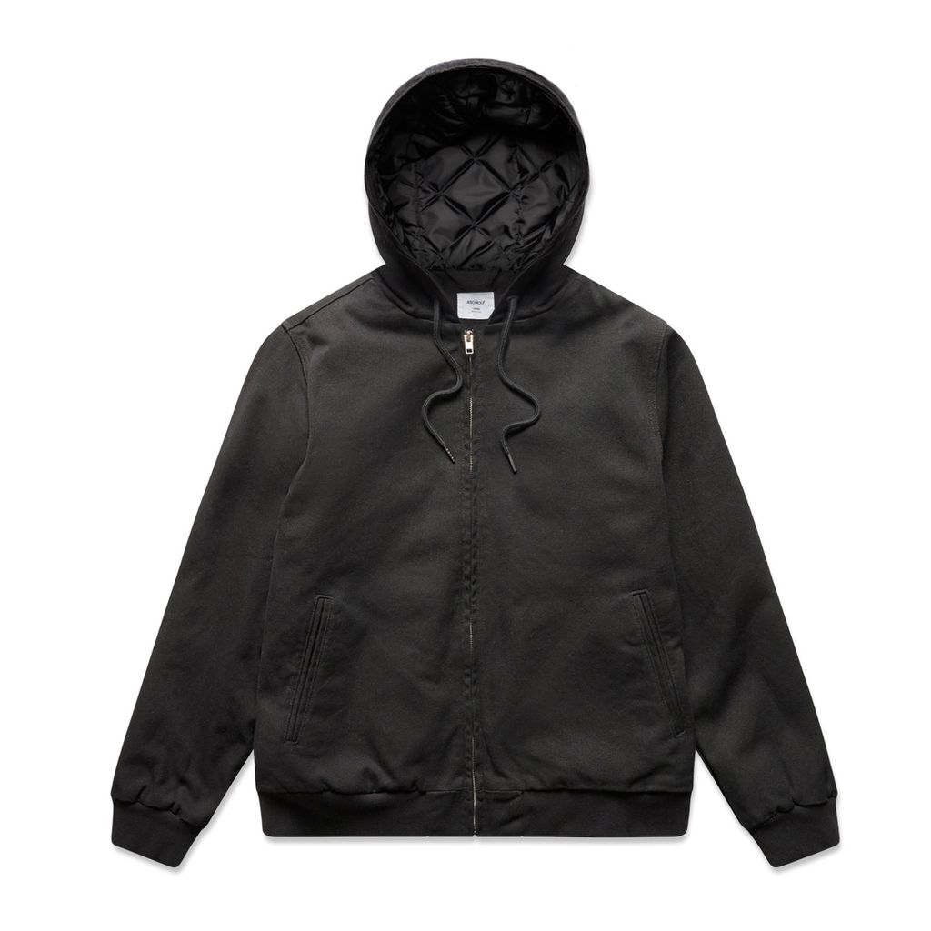 [5532-BLACK-F-XS] Canvas Bomber Hood Jacket - 5532 (XS, Black)