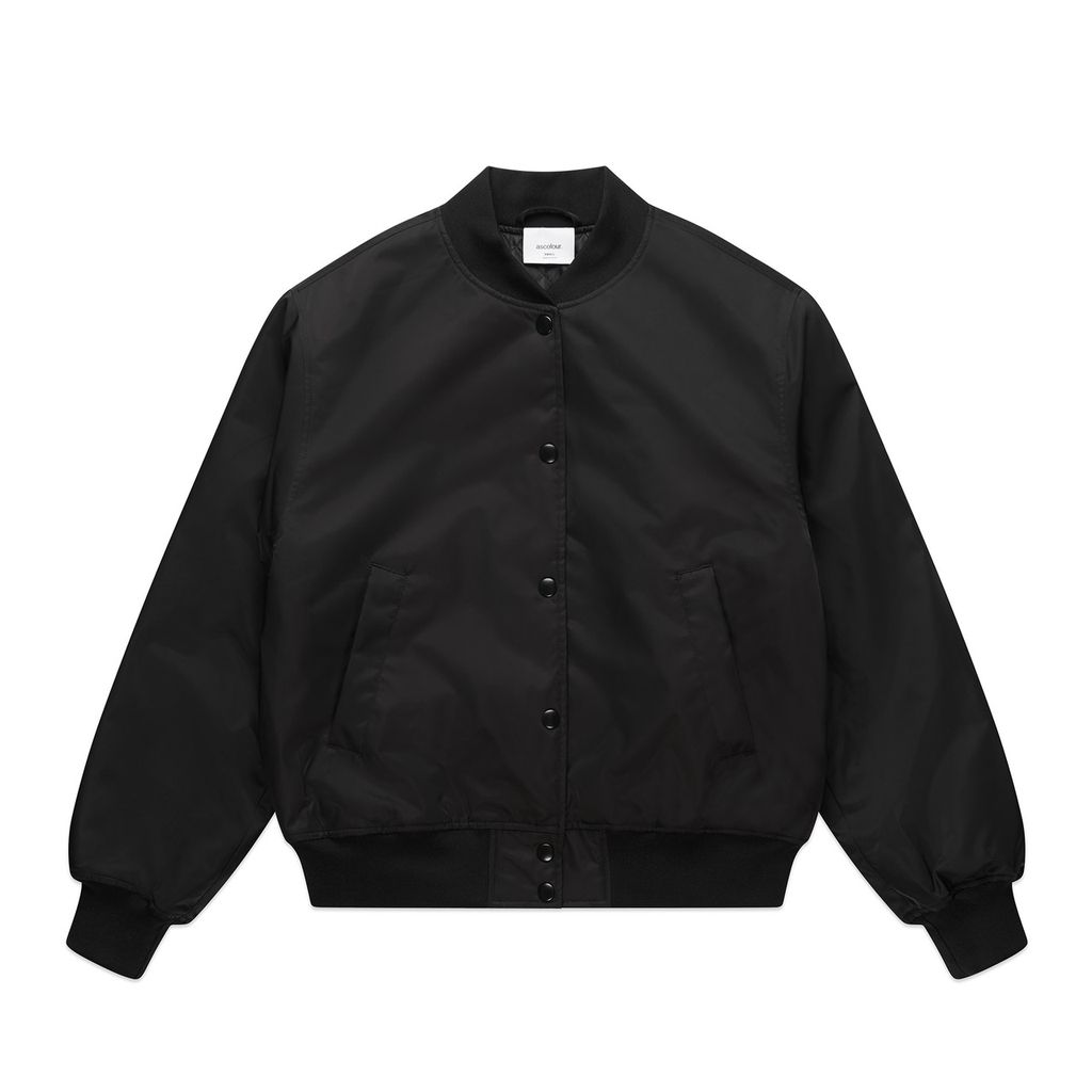 [4511-BLACK-F-XS] Wo's College Bomber Jacket - 4511 (XS)